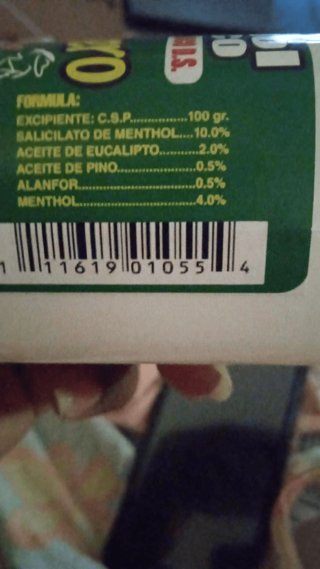 el machetero pommade pour douleurs menthol blanco