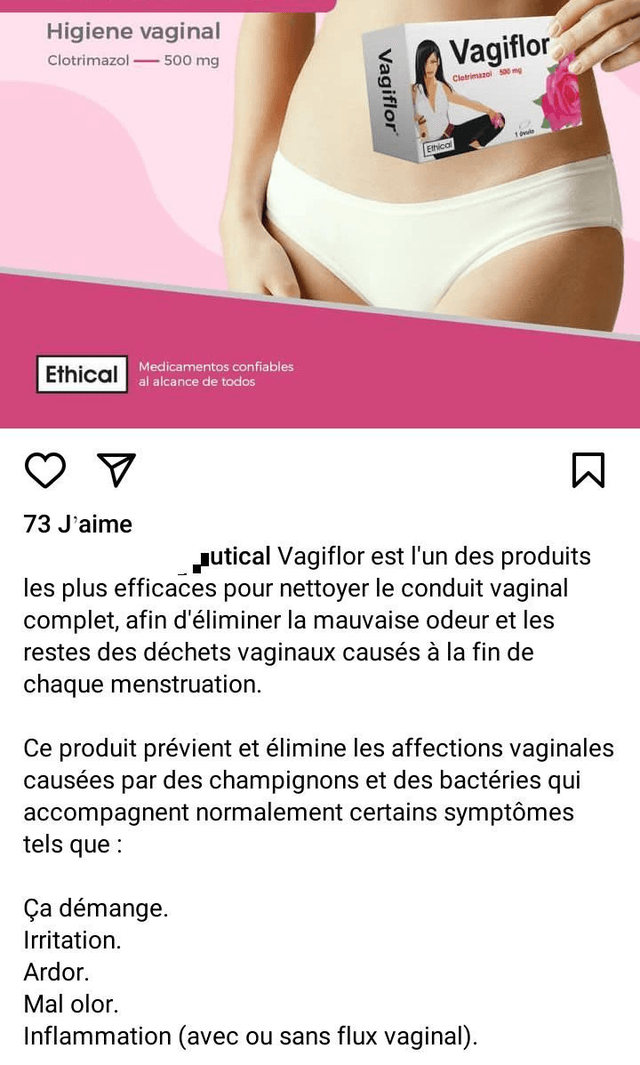 Vagiflor élimine la mauvaise odeur et les restes des déchets vaginaux causés à la fin des règles 