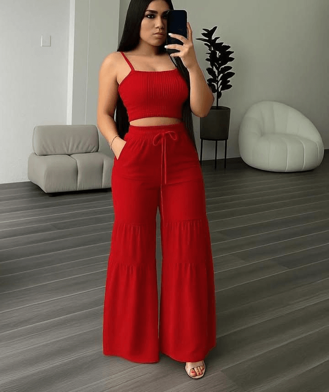 Pantalon long à fronces et top 