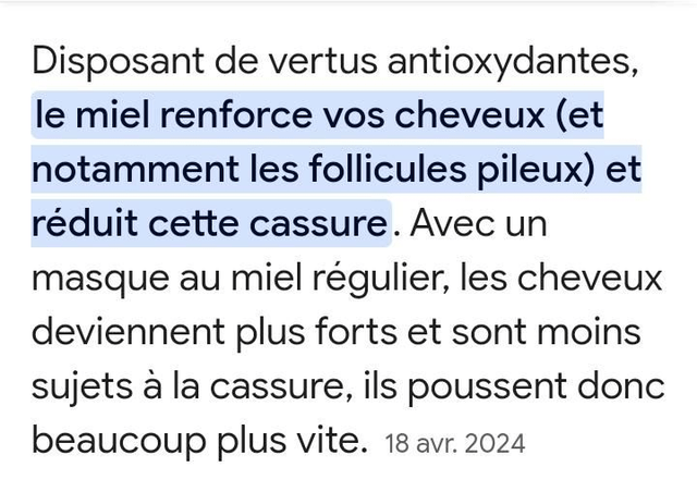 Miel contre les cheveux cassants 