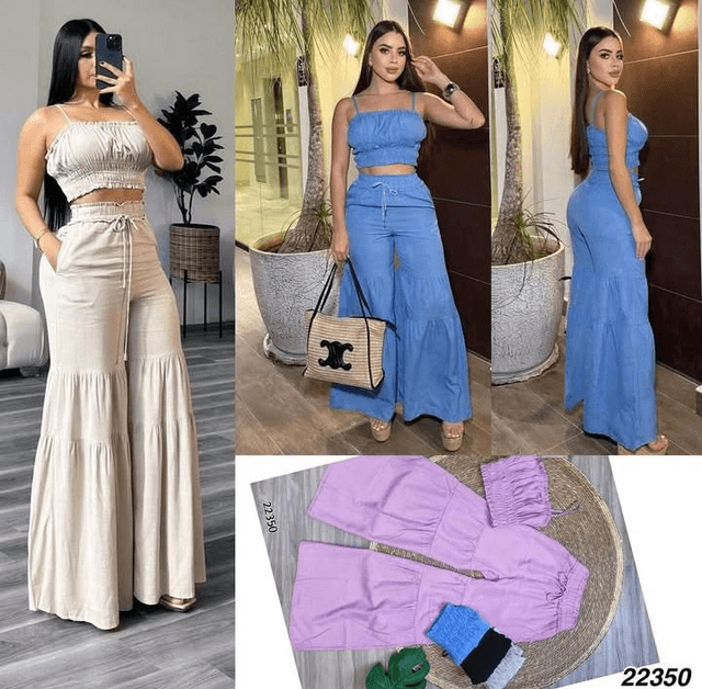 Pantalon long à fronces et top 
